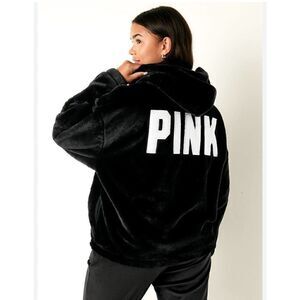 Faux fur VS pink black pullover hoodie logo coat shirt sweatshirt xxl